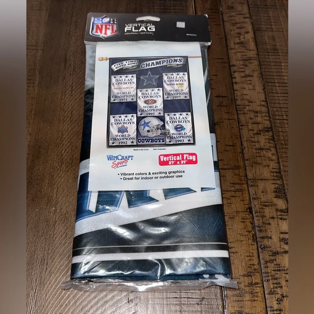 DALLAS COWBOYS Five Time SUPER BOWL CHAMPIONS 27X37‎ Vertical Flag